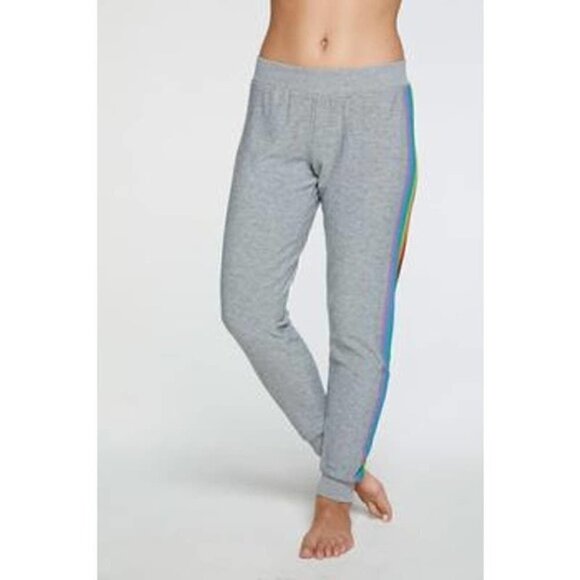 Chaser Weekend Graphic Print Rainbow Stripe Jogger Sweatpants NWT Size Large - Picture 1 of 9